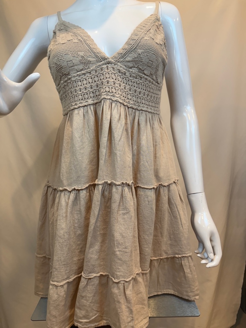 Blanco by Nature 100% Cotton Crochet Bodice Tiered Sundress Size Large NWT Boho